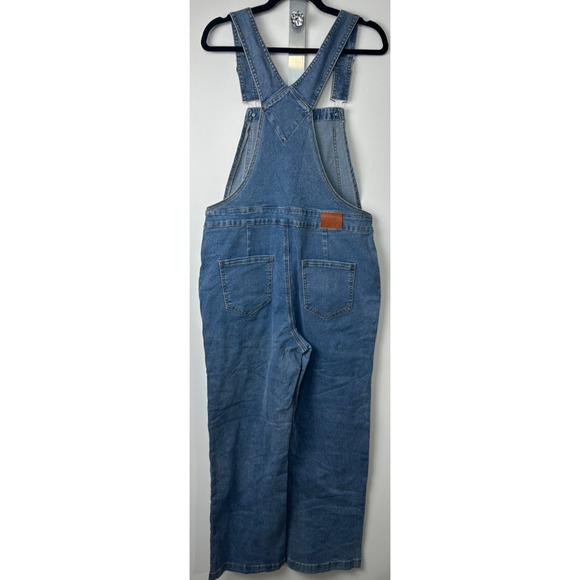 NEW Women's M Casual Stretch Adjustable Denim Bib Overalls Jeans Pants Button - Picture 3 of 7